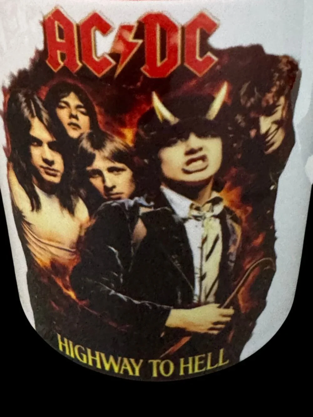 AC/DC Highway to Hell Coffee Mug, White and Red, 11 oz, Rock Band Graphic